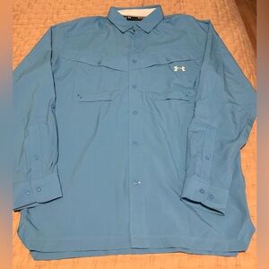 NWT Under Armour Blue Vented Fishing Shirt Size Medium